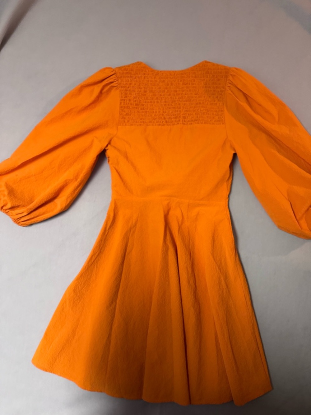 Ted Baker Orange Bow Front Mini Dress with Puff Sleeves - Picture 9 of 11